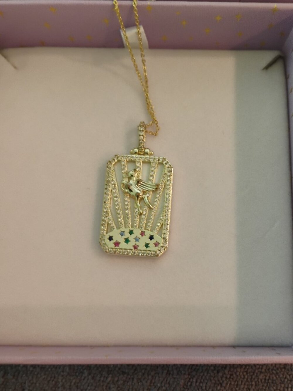 Melinda Maria Pegasus Pendant with chain, NWT, 18k plated gold